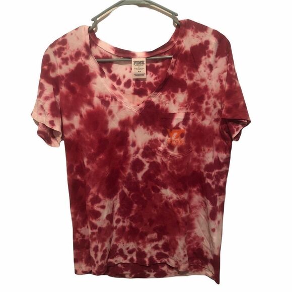 PINK VICTORIA'S SECRET 𝅺Victoria Secret Pink Virginia Tech Tie Dye Shirt M - Picture 1 of 5